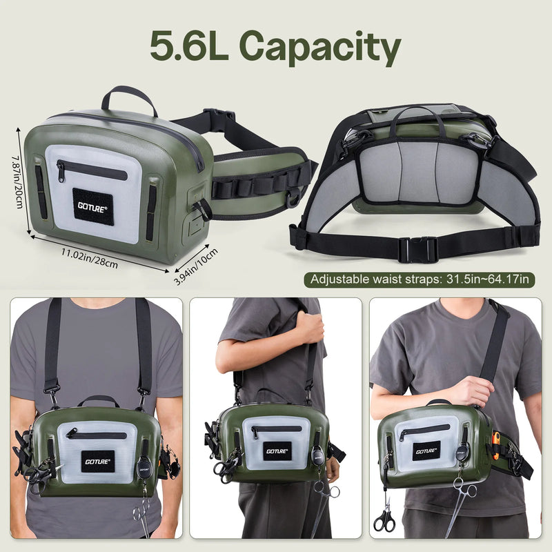 Goture Waterproof Fishing Tackle Waist Bag 5.6L Airtight | SAMAG