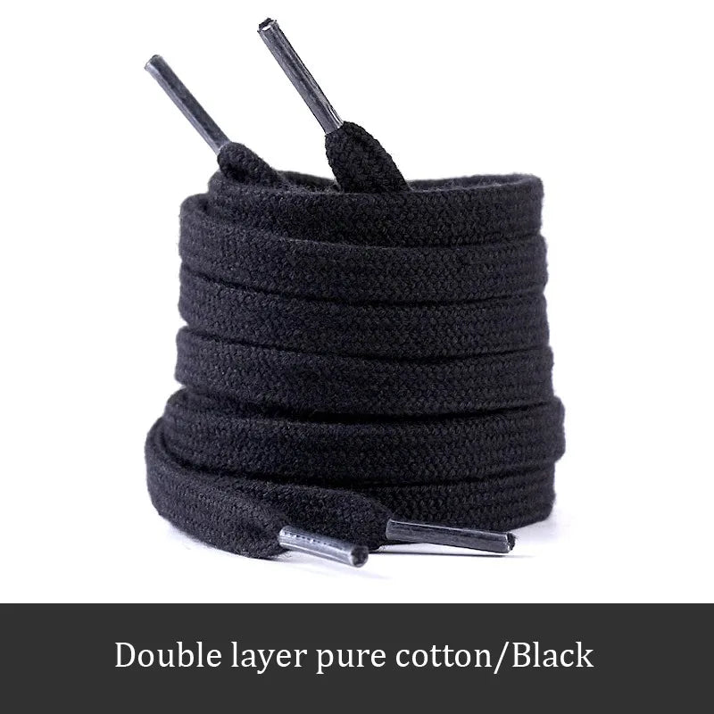 Classic Flat Shoelaces Quality Cotton Shoe Laces Durable Solid Shoelaces for Sneakers Canvas Shoes 100/120/140/160CM 1Pair/2Pair