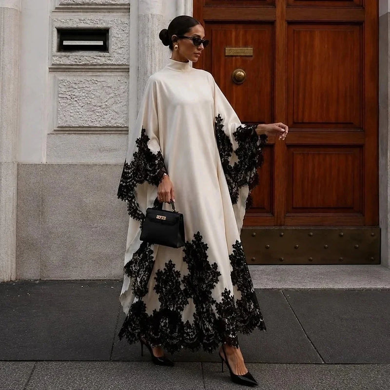 Contessa Custom Off White High Neck Evening Dress Floral | SAMAG