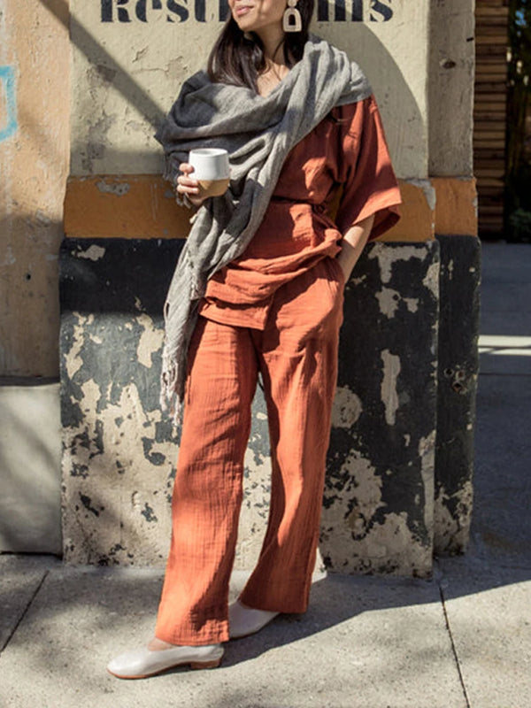 100% Cotton Gauze Women Pajama Robe Sets Spring Autumn | SAMAG