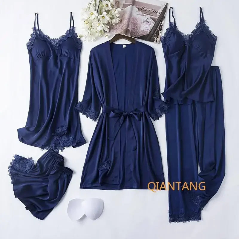 White Silk Pajamas Set Women Bride Wedding Robe Nightgown | SAMAG