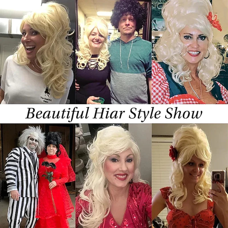 HAIRJOY Beehive  Wig Womens Curly  Long Heat Resistant Synthetic Hair Cosplay Wigs