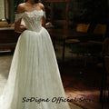  SoDigne A - line Off Shoulder Lace Wedding Dresses - View 2 | SAMAG