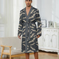 Spring and Autumn Men's Long Nightgown with Digital Printed Bat Pattern, A Comfortable Home Casual Bathrobe Men.