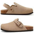 Asgard Women's Suede Clogs Summer Cork Footbed Leather Mules Slippers With Adjustable Strap Unisex Comfortable Soft Potato Shoes