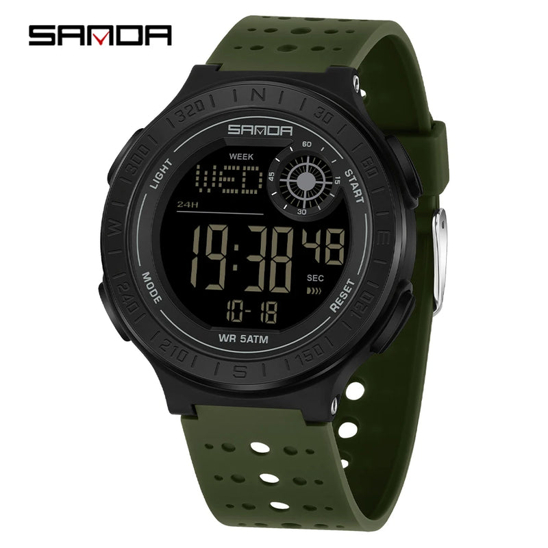 SANDA 6337 Fashion Men's Electronic Watch Sports Alarm Clock 50M Waterproof Stopwatch Timer Men's and Women's Watch