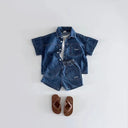TZ2638 Korean Style Baby Boys Girls Short Sleeve Denim | SAMAG