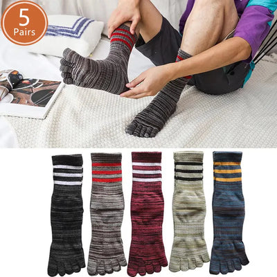 Pairs Man Toe Sport Socks Short Cotton Striped Colorful | SAMAG