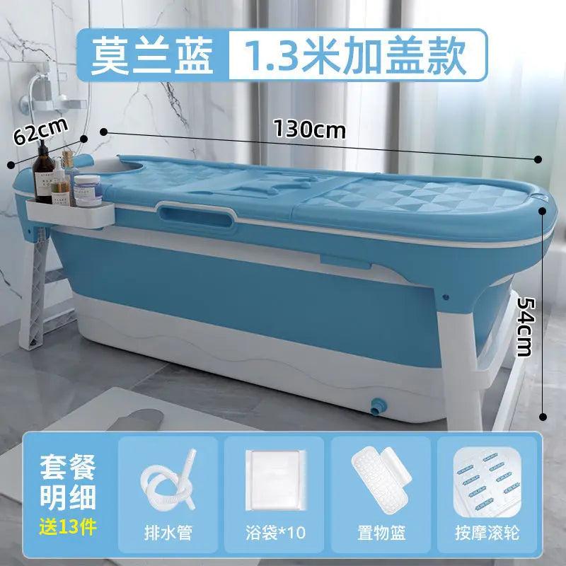 Foldable Adult Bathtub, Large Portable Soaking Tub, Thickened Material, Full Body Home Spa