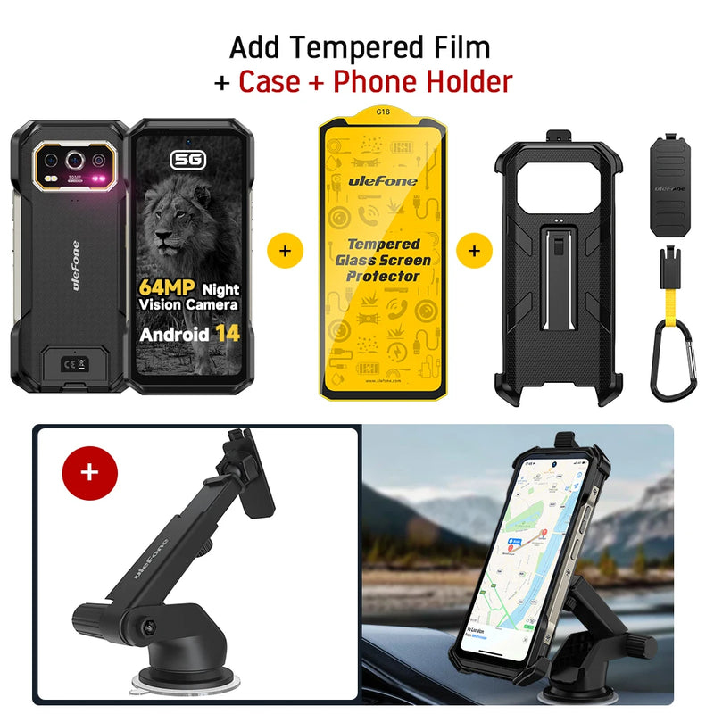 Ulefone Armor 27 Pro 5G Rugged Phone 10600mAh Smartphone Android 14 50MP+64MP Night Vision Camera Up to 24GB+256GB NFC