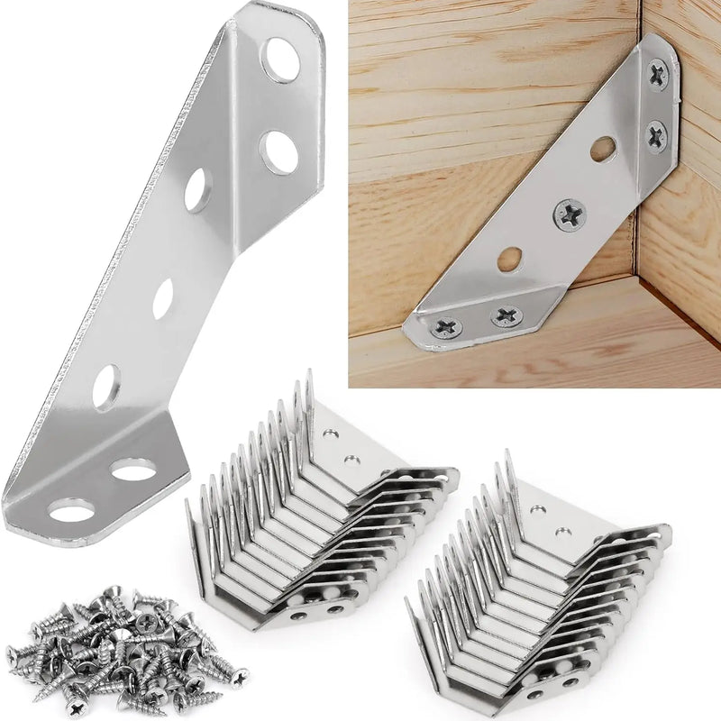 10/20pcs Stainless Steel Angle Bracket Universal Furniture Right Angle Fixed Bracket Cabinet Trapezoidal Layer Board Connector