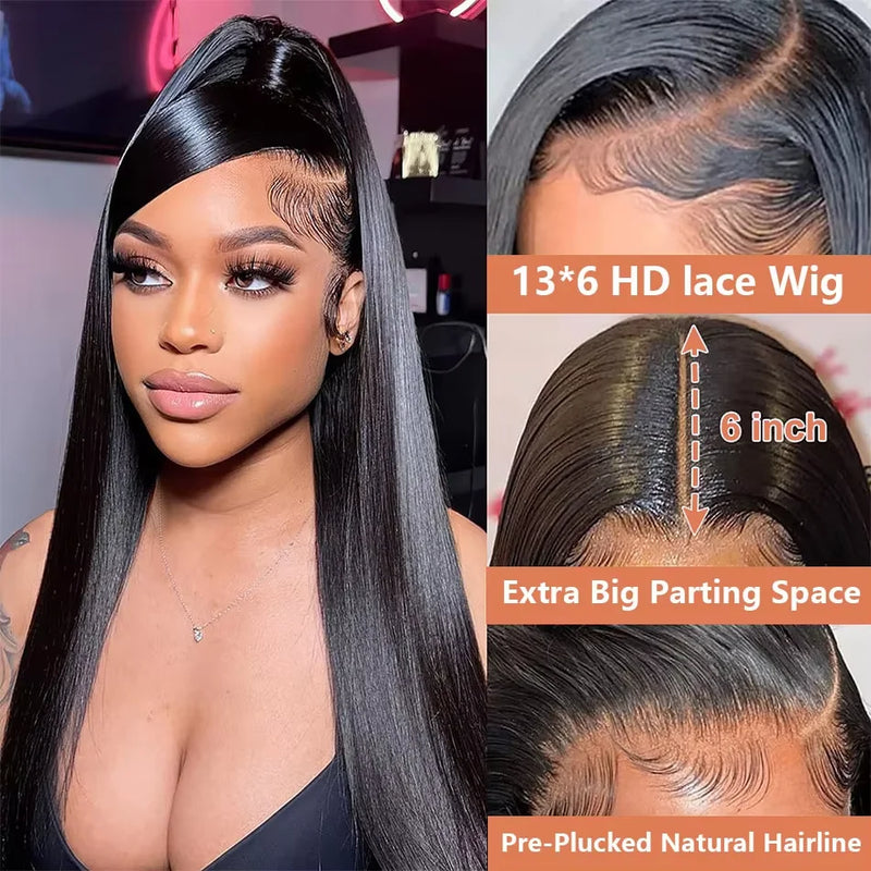 30 Inch Natural Black 360 Lace Front Straight Human Hair Wigs 360 HD Transparant Full Lace Glueless Wigs Human Hair Pre Plucked