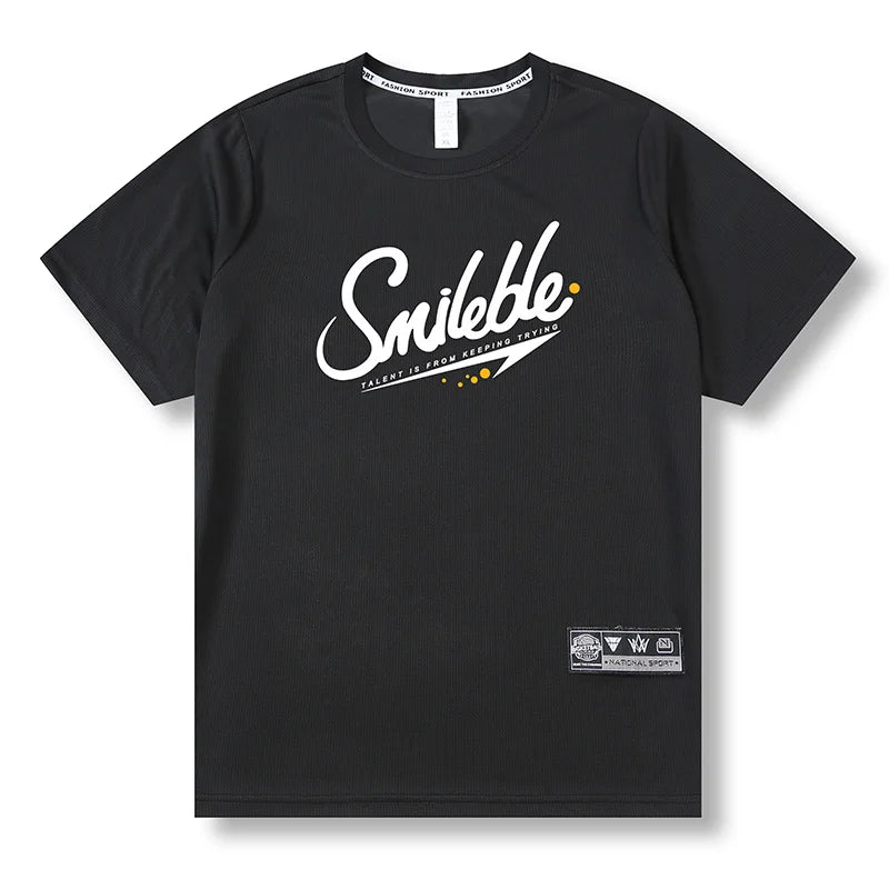 Loose Men Running 2023 Outdoor Street Basketball Gym Short Sleeve Letter Print T Shirt Summer Quick Dry Fitness Bodybuilding