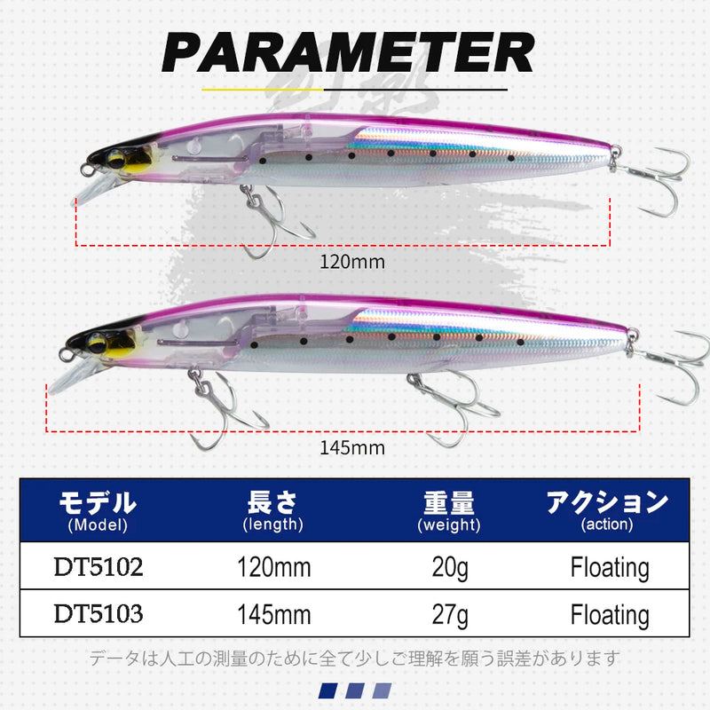 D1 Floating Minnow Fishing Lure Long Casting 120mm/20g | SAMAG