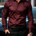 Men's dark plaid long sleeved shirt slim fit European | SAMAG
