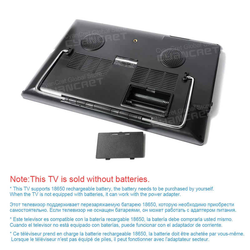 LEADSTAR D14 14" Portable TV DVB-T2 TDT ATSC ISDB-T Analog Mini Small Car Television Without Battery Support HD-IN H.265 AC3