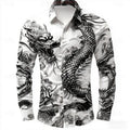 Multicolour Dragon Men's Long Sleeve Shirt Button Fashion | SAMAG