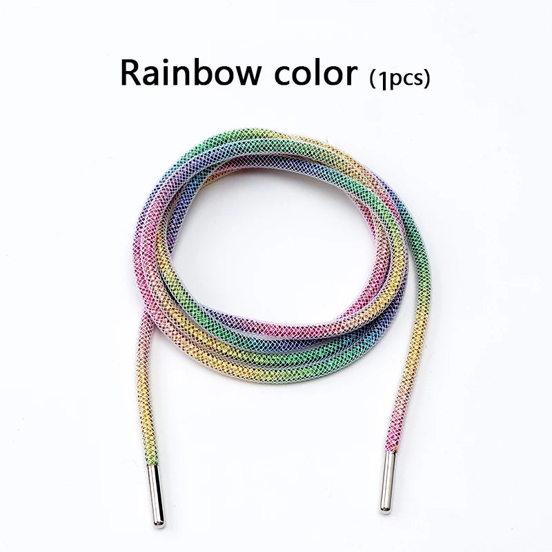 Crystal Rhinestone Diamond Shoelaces Colorful Shiny Shoe Laces Sneakers Shoelace Clothes Bags Belt Accessories Round 4mm 1PCS