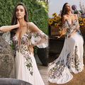 Colorful Floral Chiffon A Line Wedding Dresses Off | SAMAG