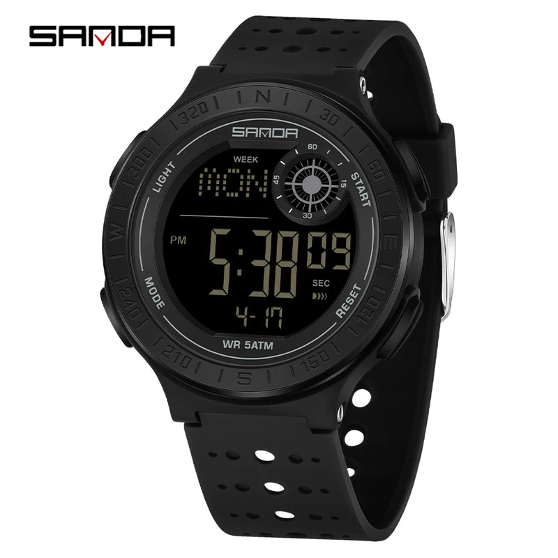 SANDA 6337 Fashion Men's Electronic Watch Sports Alarm Clock 50M Waterproof Stopwatch Timer Men's and Women's Watch