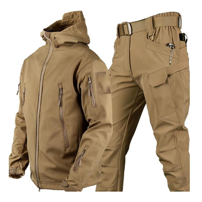 Winter Men Mountain Ski Warm Sets Shark Skin Soft ShellWindbreaker Sports Suit Waterproof Padded Tracksuit - View 4 | SAMAG