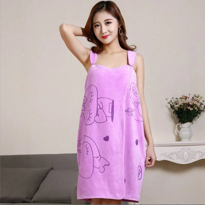 Women Bathrobe Wearable Bath Towel Superfine Fiber Towels Soft and Absorbent Chic Towel For Autumn Hotel Home Bathroom Gifts