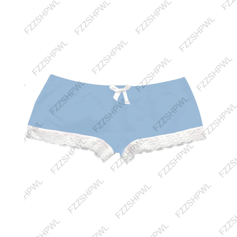 Y2K Sexy Shorts Punk Harajuku vintage Gothic Emo Girls Womens Bottoms Fairytale Aesthetic Elegant Lace Cute Bow Pink Mini Shorts