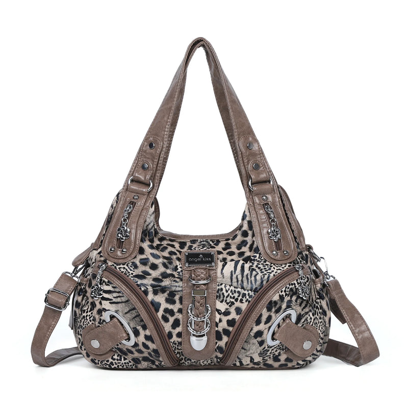 Women Handbags Leopard Bag Top-handle Handbag Fashion Satchel Dumpling Pack Shoulder Bag Tote Bag Hobos Large Purse