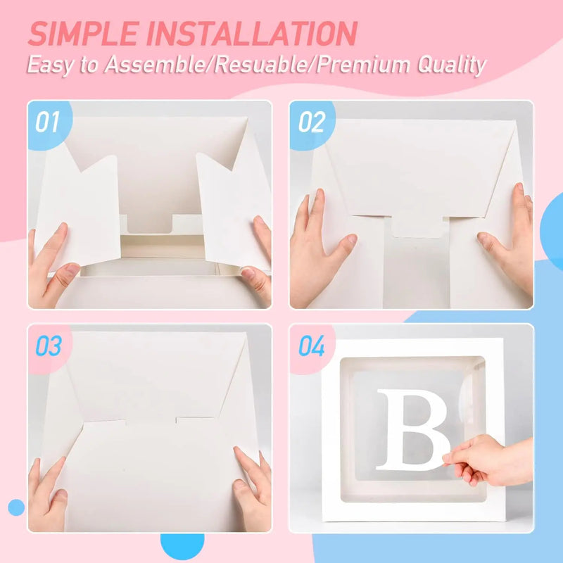 Transparent Letter Balloon Box Baby Shower Decorations Happy Birthday Wedding EID Decor 1st Birthday Party Supplies Balloon Box