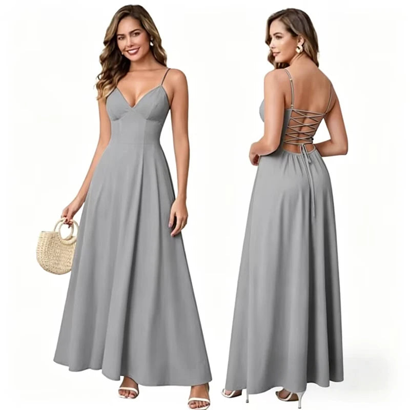 New Elegant Dress Spaghetti Strap Backless Corset Long | SAMAG