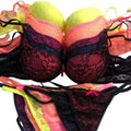 Cotton Deep V Lace Surface Push Up Sexy Bra Panty Sets Matching Bow G-string Comfortable Underwear Women Lingerie Set Intimates