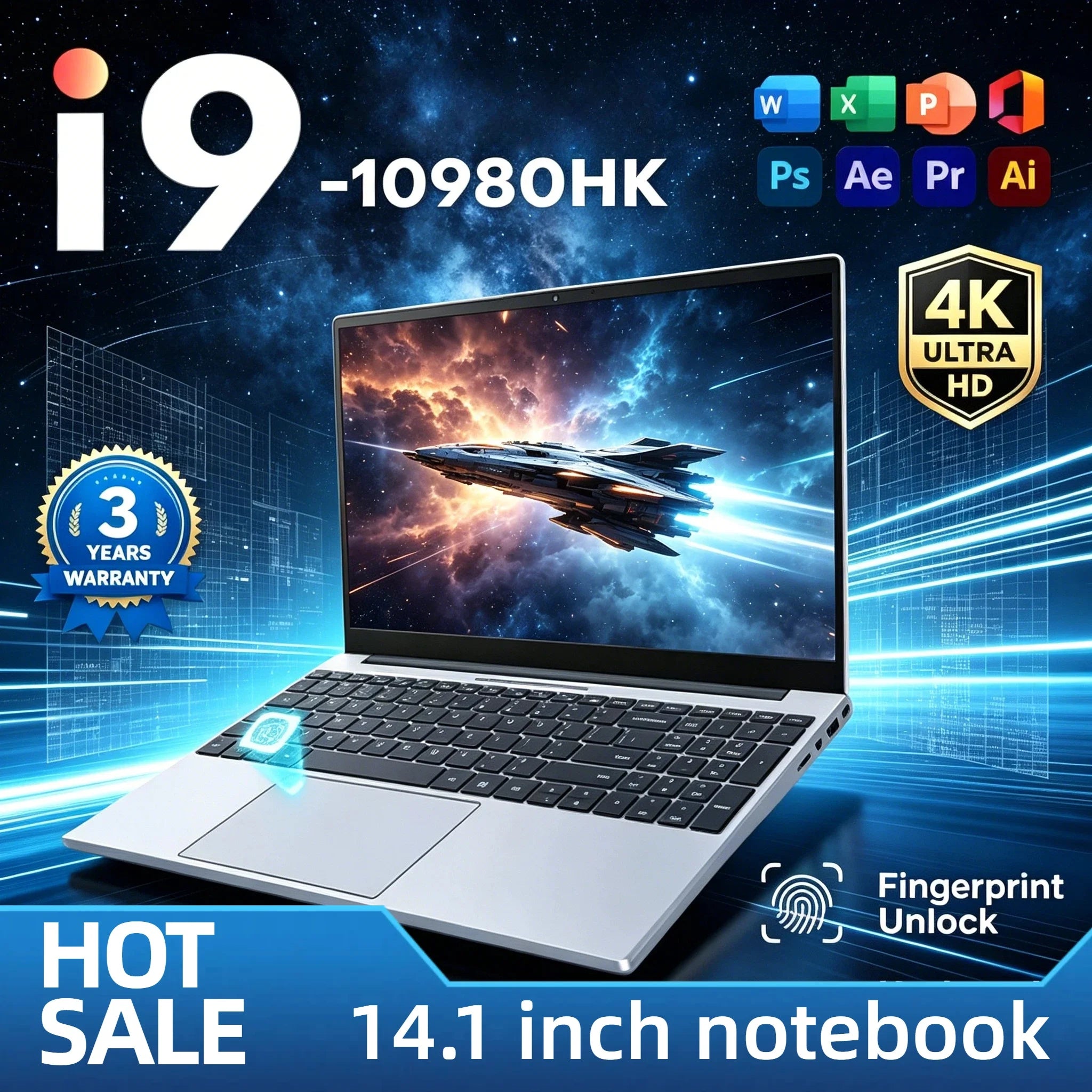 Intel Core i9 10980HK 14.1 Inch Pro Laptop 8C 16T 2.4 5.3GHz 16MB 45W 32GB RAM 2TB M.2 SSD Gaming Notebook Office Fast New