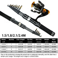 1.5/1.8/2.1/2.4M Fishing Rod Reel Set Ultra Light Carbon Fiber Rod and 5.2:1 Gear Ratio Reel Travel Sea Freshwater Fishing Set