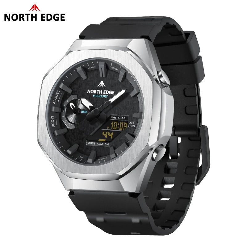 NORTH EDGE MERCURY Men's Military Digital Watch Stopwatch Waterproof 50M Sports Watches World Time