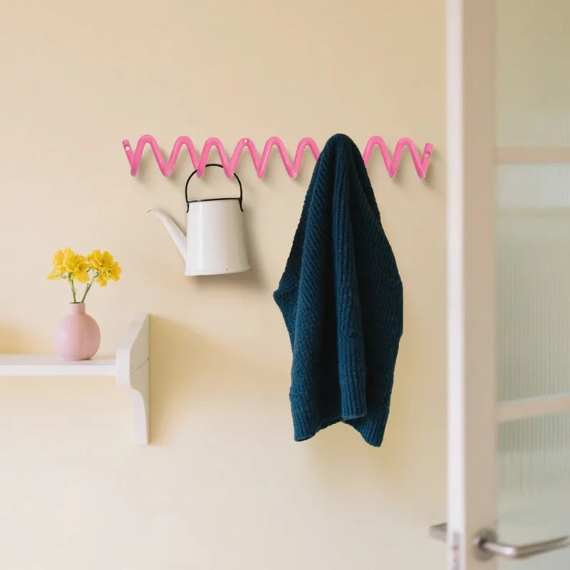 Wall Mounted Coat Rack Iron Clothes Hanger Modern Hall Wave Clothing Racks Aesthetic Wall Organizer Hook Living Room Furniture
