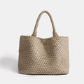 Woven Tote Bag For Women Soft Foldable Top-Handle Wristlet Bag Fashion Hobo Handbag Composite Bag with Coin Purse
