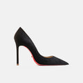 luxury women's shoes Black Suede Elegant Office Shoes Women Brand Pumps Red sole High Heels Pointed Toe Evening Dress Shoes 12cm