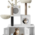 Garvee Large Cat Tree and Tower for Indoor Cats With Hidden Washroom Cabinet,Post,Perch&Brush Spacious Hammock Padded Perches and Condos Cat Toys