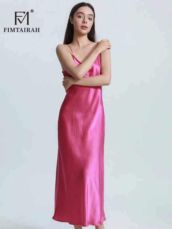 FIMTAIRAH   Sexy Comfortable  00% Mulberry Silk Nightdress  Silk home wear black  Silk Long Night Dress   Silk Nightdress Women1