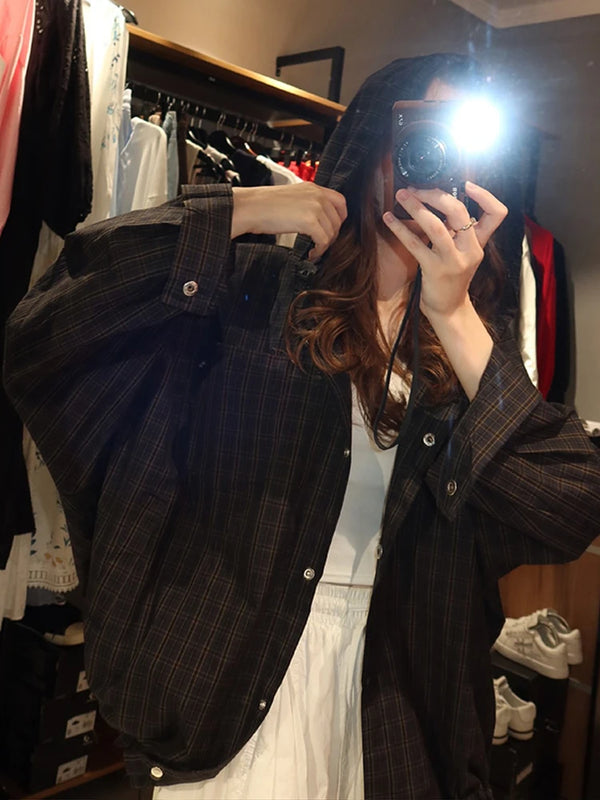 Casual Plaid Hoodies Women Jacket Elegant Long Sleeve - View 4 | SAMAG