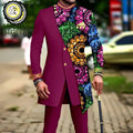 African Suits for Men Embroidery Print Blazer and Pants Set Business Dress with Kerchief Party Wedding - View 15 | SAMAG