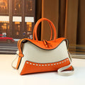 Cross-border contrasting splicing Boston handbag women's fashionable new retro women's large-capacity pillow bag