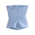 Strapless Draped Bustier Tops for Women, Straight Neck, Back Zipper, Female Camis, Fashion