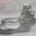 Retro White Wings Ballet Flats Solid Round Toe Sewing Shallow Low Heel Casual Roman Shoes 2025 Summer New Fashion Women Shoes