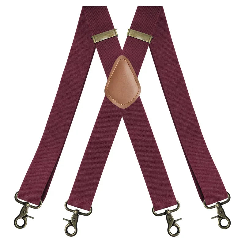 Deepeel 3.5*120cm Men's Adult Suspender X - Type Braces 4 Clips Hook Buckles Adjust Strap Elastic Belt - Visuel 10 | SAMAG