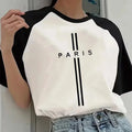 Women's Paris France Letter Print Crew Neck Short Sleeve T Shirt 90s Y2k Korean Style Tee Tops Casual Graphic T-Shirt Clothing