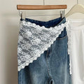 Korean Style Lace Embroidery Belt with Detachable Scarf Layering Accessory for Tulle Skirts Elegant Waist Chain with Floral