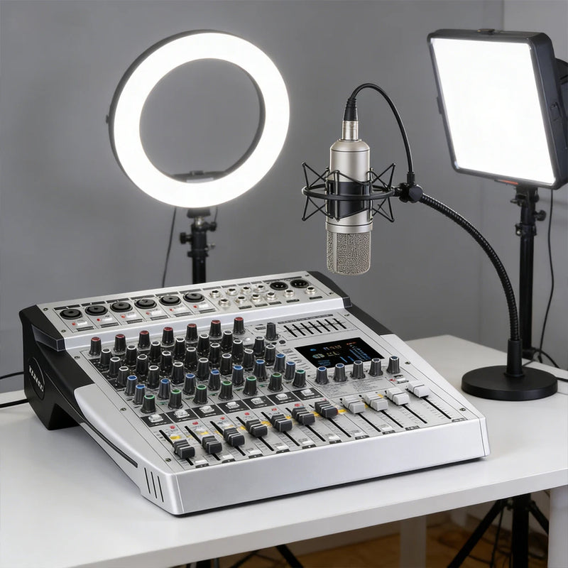 Professional 8/12/16-channel DJ audio mixer 7EQ 99DSP +48V stage meeting Bluetooth USB flash drive MP3 effect Sound mixer