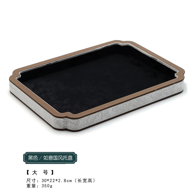 Luxury Chinese Vintage Silk Wooden Jewelry Box, Countertop Display Tray for Perfume Ring Bracelet, Velvet Gemstone Jade Storage