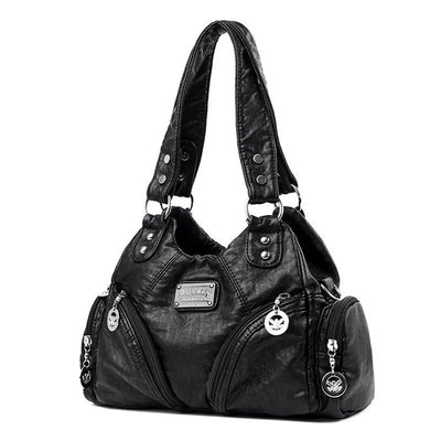 Luxury Soft Pu Leather Brand Girls Shoulder Bags Black | SAMAG